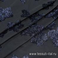 Тафта с люрексом (о) черно-синяя - итальянские ткани Тессутидея арт. 03-6714