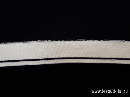 Подвяз (н) белый с темно-синей полосой 3*52-61см  - итальянские ткани Тессутидея арт. F-4066