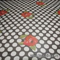 Шифон (н) горох и розы на черном - итальянские ткани Тессутидея арт. 02-5094