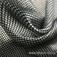 Бархат (н) черно-белый геометрический орнамент - итальянские ткани Тессутидея арт. 03-5409