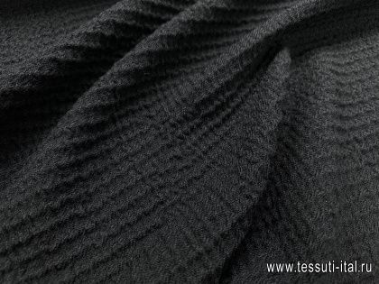 Жаккард стрейч фактурный (н) черный Armani - итальянские ткани Тессутидея арт. 03-2592