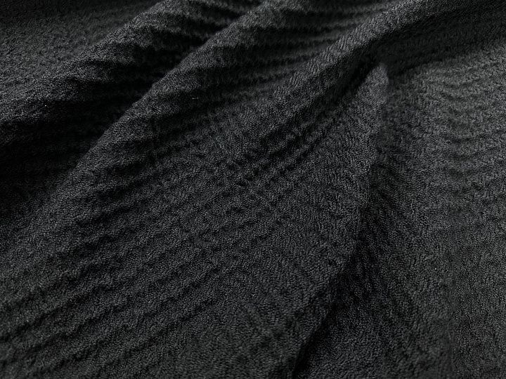 Жаккард стрейч фактурный (н) черный Armani - итальянские ткани Тессутидея арт. 03-2592