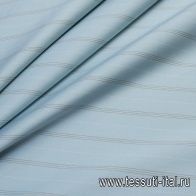 Хлопок костюмный стрейч (н) бело-коричневая полоска на светло-голубом в стиле Armani - итальянские ткани Тессутидея арт. 01-5369
