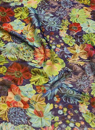 Шифон (н) цветочный рисунок на темно-синем - в интернет-магазине тканей Тессутидея арт. 10-3541