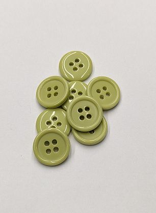 Пуговица костюмная пластик 4 прокола d-15мм светло-салатовая - в интернет-магазине тканей Тессутидея арт. F-6073