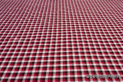 Сорочечная крэш (н) красно-черно-белая - итальянские ткани Тессутидея арт. 01-5277
