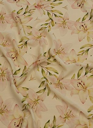 Шифон стрейч (н) лилии на бежевом - в интернет-магазине тканей Тессутидея арт. 10-3337