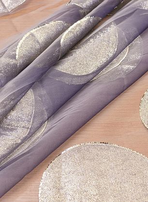 Органза с люрексом (н)  крупный золотой горох на сером - в интернет-магазине тканей Тессутидея арт. 03-5738