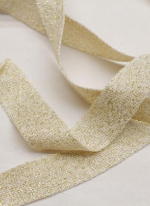 Тесьма трикотажная с люрексом (о) бежевая ш-2см - в интернет-магазине тканей Тессутидея арт. F-6196