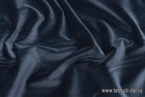 Бархат (390 гр/м) (о) темно-синий - итальянские ткани Тессутидея арт. 01-7065