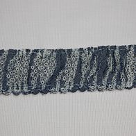 Тесьма джинсовая бахрома с кружевом голубая ш-4,5см - итальянские ткани Тессутидея арт. 03-3562