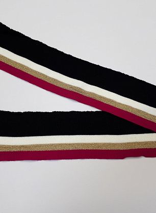 Подвяз с люрексом (н) черно-бело-розово-золотой 10*95см  - в интернет-магазине тканей Тессутидея арт. F-3557