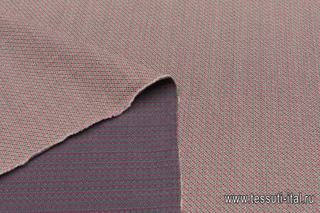 Жаккард стрейч (н) бежево-розово-бирюзовый принт  - итальянские ткани Тессутидея арт. 03-6759
