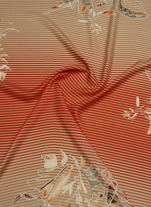 Шифон (н) стилизованный орнамент на бежево-розовой полоске - в интернет-магазине тканей Тессутидея арт. 10-3914