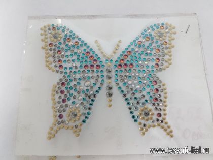Термоаппликация из страз бабочка 9*8см - итальянские ткани Тессутидея арт. F-5252