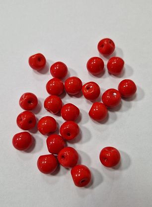 Пуговица бусина на ножке d-10мм красная - итальянские ткани Тессутидея F-5839