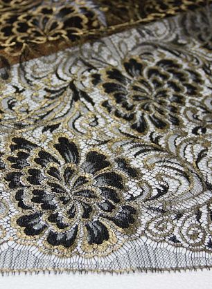 Кружево с люрексом (н) черно-золотое ш-100см Solstiss - в интернет-магазине тканей Тессутидея арт. 03-3263