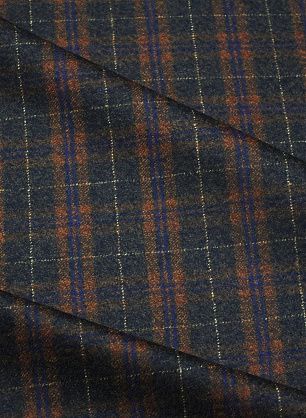 Костюмная (н) сине-коричнево-терракотовая клетка - в интернет-магазине тканей Тессутидея арт. 05-4748