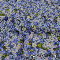 Хлопок стрейч (н) голубой цветочный рисунок - итальянские ткани Тессутидея арт. 01-7152