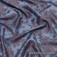 Маркизет с напылением (н) розы на голубом - итальянские ткани Тессутидея арт. 10-2875