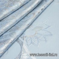 Жаккард матлассе с люрексом купон (1,6м) (н) серо-серебрянно-голубой орнамент на голубом - итальянские ткани Тессутидея арт. 03-6437