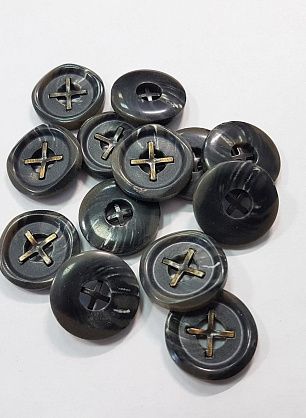 Пуговица пластик 4 прокола d-22мм серая меланжевая - итальянские ткани Тессутидея.