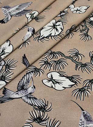 Хлопок стрейч (н) цветочный орнамент на бежевом меланже - в интернет-магазине тканей Тессутидея арт. 01-5437