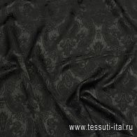 Шелк+вискоза жаккард (о) пейсли на черном - итальянские ткани Тессутидея арт. 10-4594