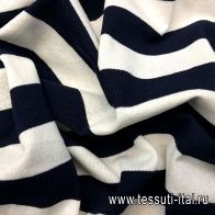 Трикотаж хлопок (н) сине-белая полоска - итальянские ткани Тессутидея арт. 12-0845