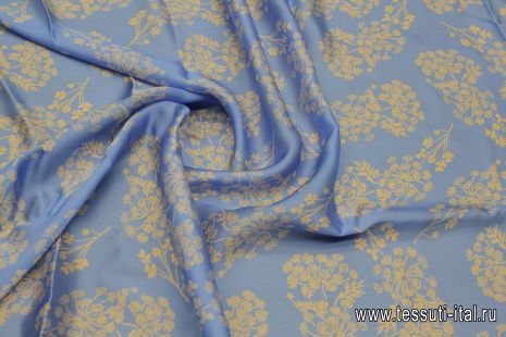 Шармюз (н) бежевый растительный рисунок на голубом - итальянские ткани Тессутидея арт. 10-3424
