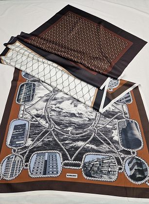 Шелк купон-палантин 210*70см коричнево-серый - итальянские ткани Тессутидея F-6034