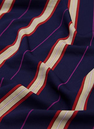 Сорочечная (н) сине-красно-бежевая поперечная полоска - в интернет-магазине тканей Тессутидея арт. 01-5902