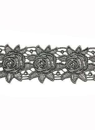 Кружево с люрексом (о) черно-серебрянное ш-6,5см - в интернет-магазине тканей Тессутидея арт. 03-4621