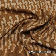 Шелк атлас (н) коричнево-бежевый рисунок - итальянские ткани Тессутидея арт. 10-3493