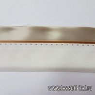 Корсажная лента бело-бежевая с коричневым кантом - итальянские ткани Тессутидея арт. F-5431