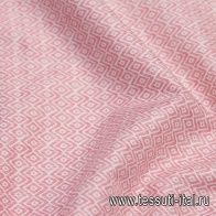 Сорочечная стрейч (н) красно-белый геометрический принт - итальянские ткани Тессутидея арт. 01-6319