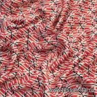 Плательная (н) красно-черно-белый геометрический орнамент - итальянские ткани Тессутидея арт. 03-6195