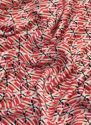 Плательная (н) красно-черно-белый геометрический орнамент - в интернет-магазине тканей Тессутидея арт. 03-6195