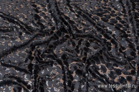 Панбархат (о) черный с люрексом - итальянские ткани Тессутидея арт. 10-2676