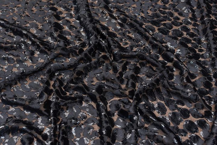 Панбархат (о) черный с люрексом - итальянские ткани Тессутидея арт. 10-2676