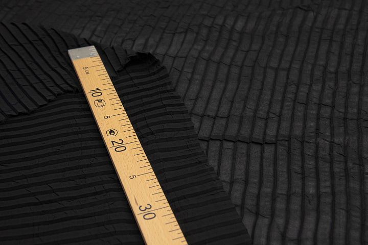 Плиссе крэш из шифона (о) черное  - итальянские ткани Тессутидея арт. 03-6295
