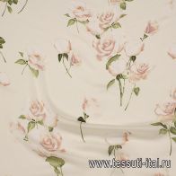 Шифон (н) розы на айвори - итальянские ткани Тессутидея арт. 10-3849
