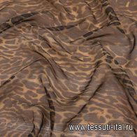 Шифон (н) черно-коричневый хищный принт - итальянские ткани Тессутидея арт. 10-2919