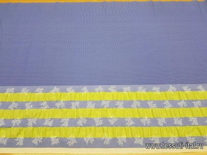 Плательная (н) белый горох на голубом с декоративным бордюром - итальянские ткани Тессутидея арт. 01-4155