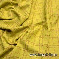 Костюмная креп (н) стилизованная клетка на желто-сером - итальянские ткани Тессутидея арт. 05-3430
