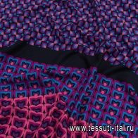 Хлопок плательный (н) сине-розово-черный геометрический рисунок - итальянские ткани Тессутидея арт. 01-6868