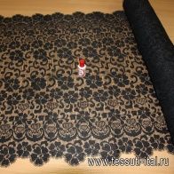Кружевное полотно с люрексом (о) черное ш-75см - итальянские ткани Тессутидея арт. 03-2054