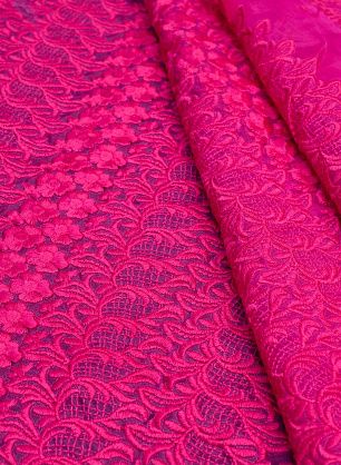 Органза с вышивкой (о) фуксия - в интернет-магазине тканей Тессутидея арт. 10-0742