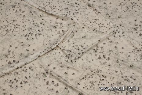 Плащевая (н) птицы, люди и животные на белом - итальянские ткани Тессутидея арт. 11-0470