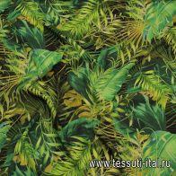 Плательная вискоза стрейч (н) зеленый растительный рисунок - итальянские ткани Тессутидея арт. 04-1569